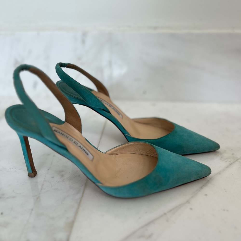 Original Manolo Blahnik Aqua Hell.